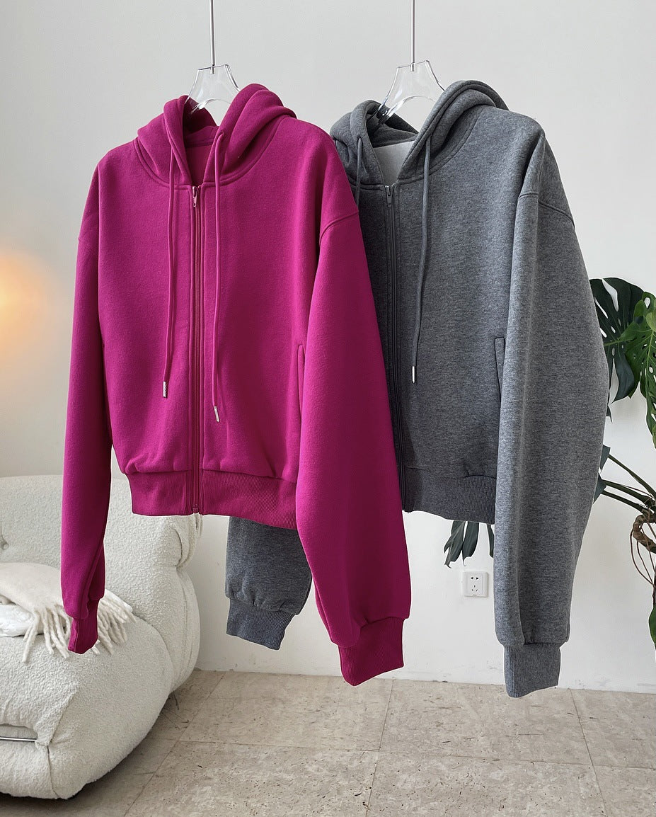 Casual Thicken Solid Color Zipper Sport Outwear