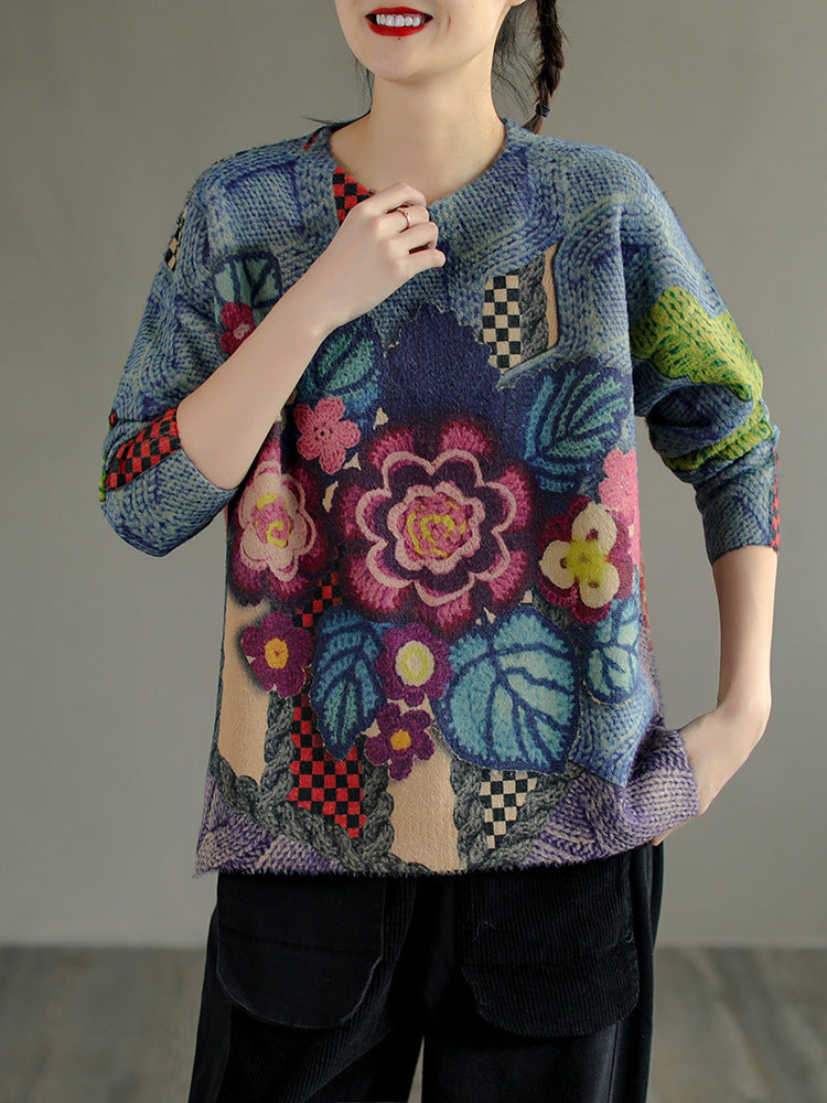 Printed Loose And Versatile Sweater