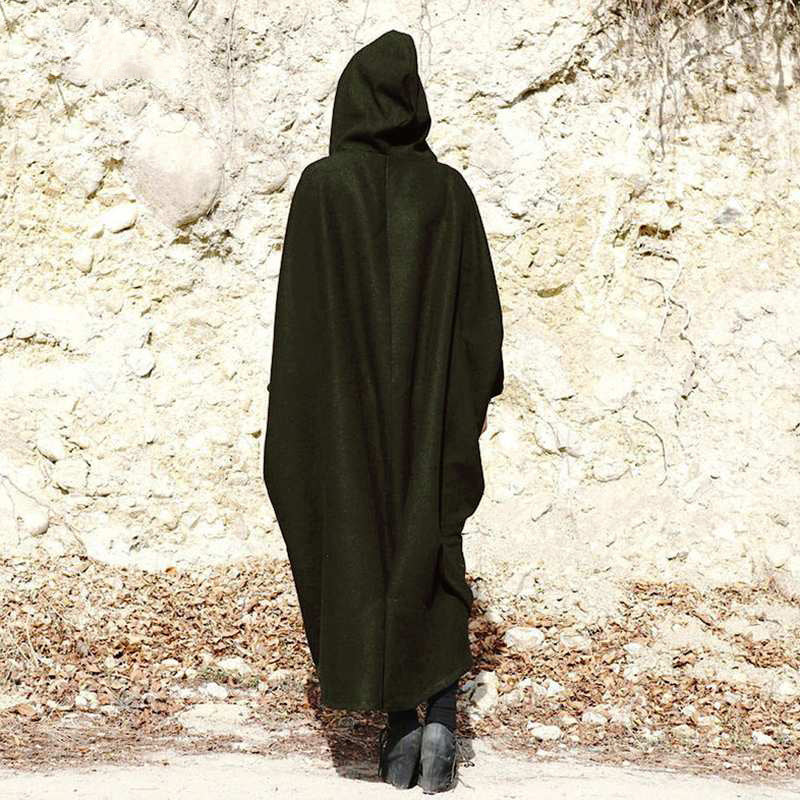 Solid Color Hooded Zipper Mid-Length Loose Outwear