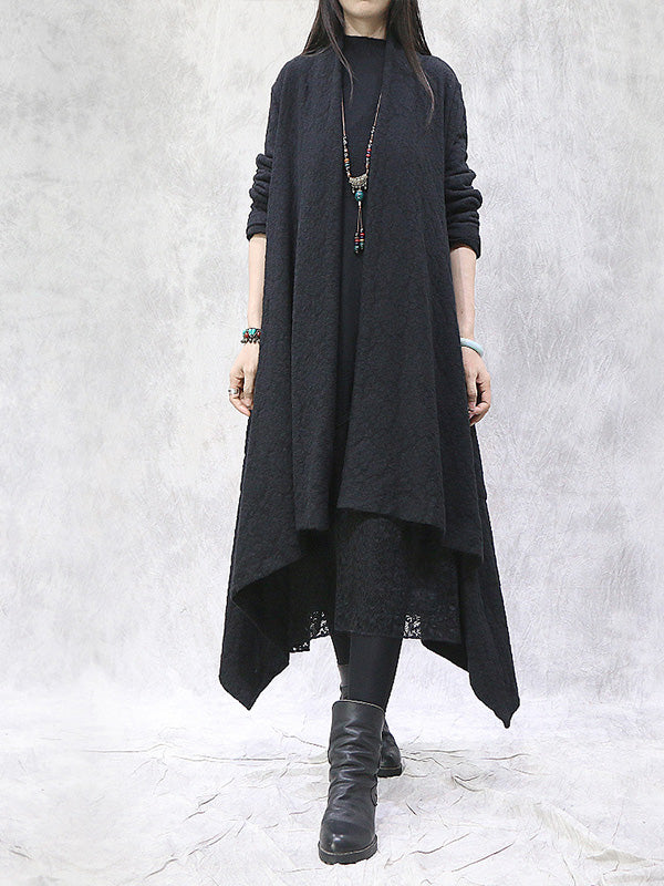 Loose Irregular Solid Color Long Cardigan
