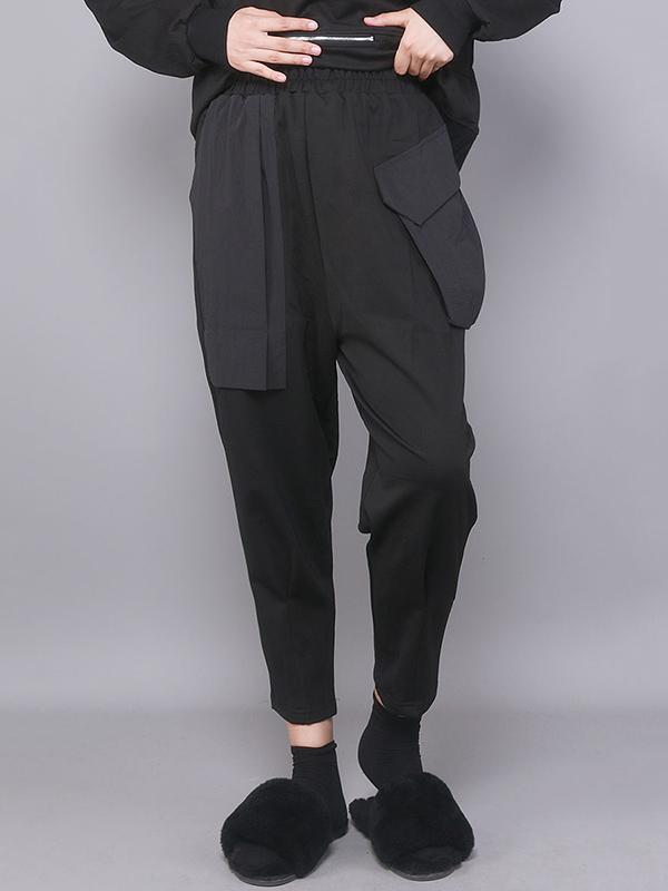 Empire Black Large Pocket Casual Harem Pants