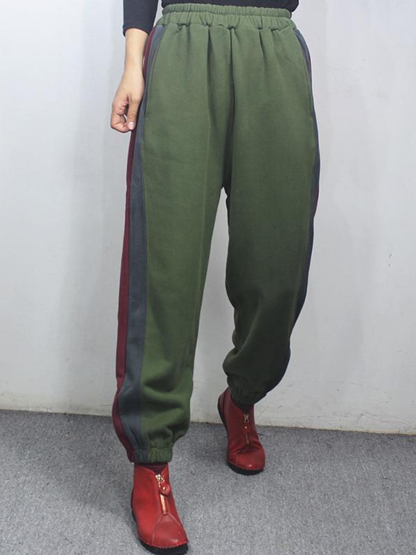 Loose Spliced Color Velvet Casual Pants