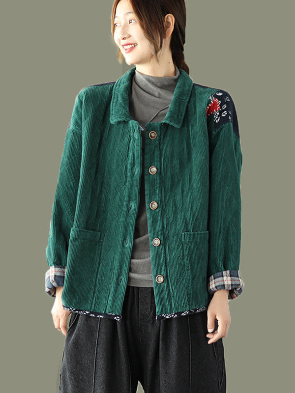 Retro Patch Splicing Thicken Cotton Outwear