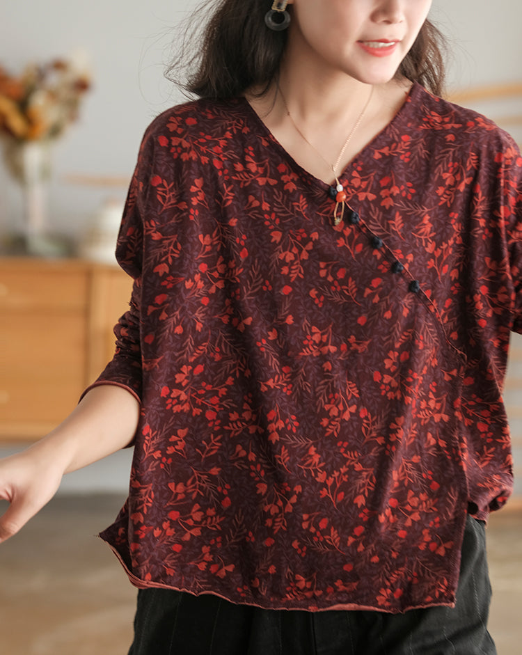 Retro Plate Button Slash Irregular T-Shirt