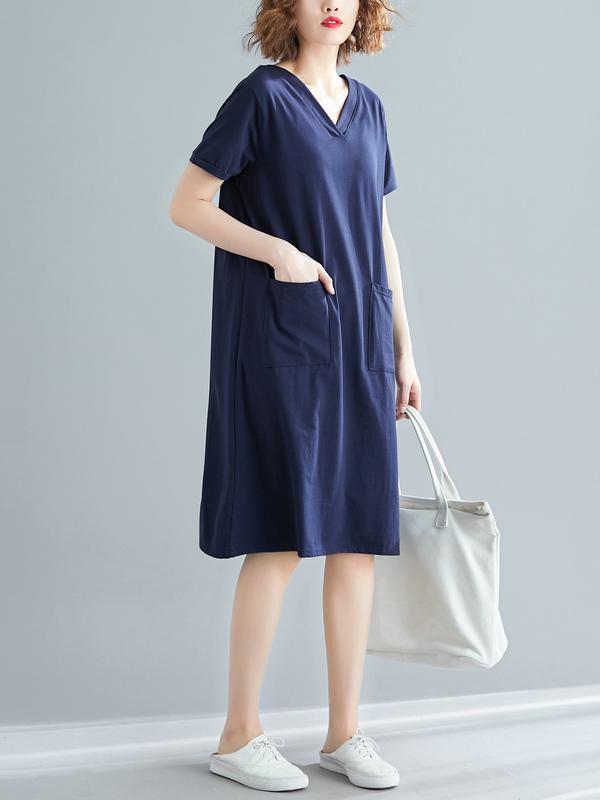 Loose Oversize Solid Midi Dress