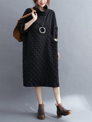 Women Retro Polka Dot High Neck Dress