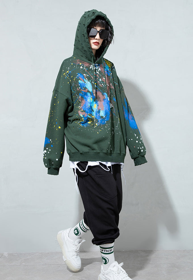 Women's Hooded Printed Fleece Sweatshirt