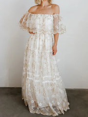 Sweet One-Shoulder Beach Vacation Bohemian Dress