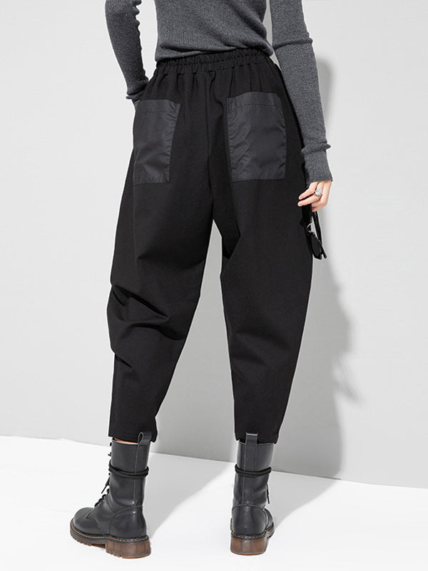 Original Asymmetric Split-Joint Patch Pocket Harem Pants