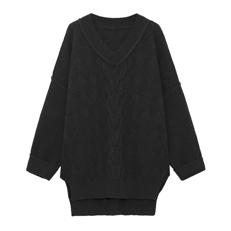 Lazy V-Neck Loose Knit Sweater