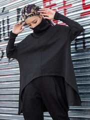 Black High-Low Turtleneck T-Shirt