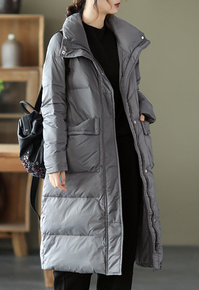 Mid-Length Stand Collar Padded Coat