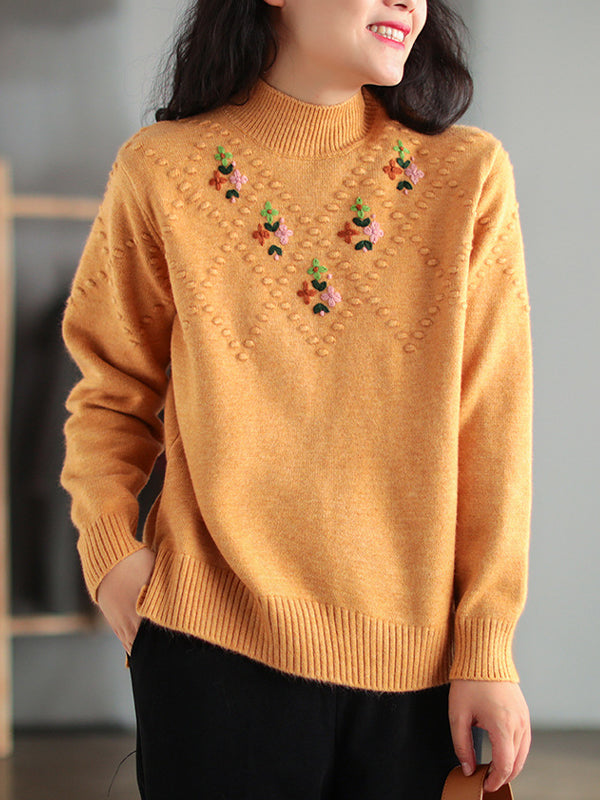 Women Printed High Neck Casual Sweater