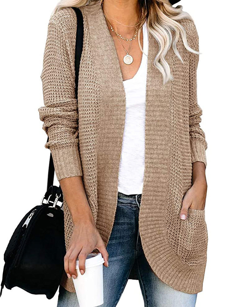 Casual Solid Color Knitted Cardigan Top