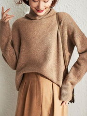 Solid Color Loose Turtleneck Sweater