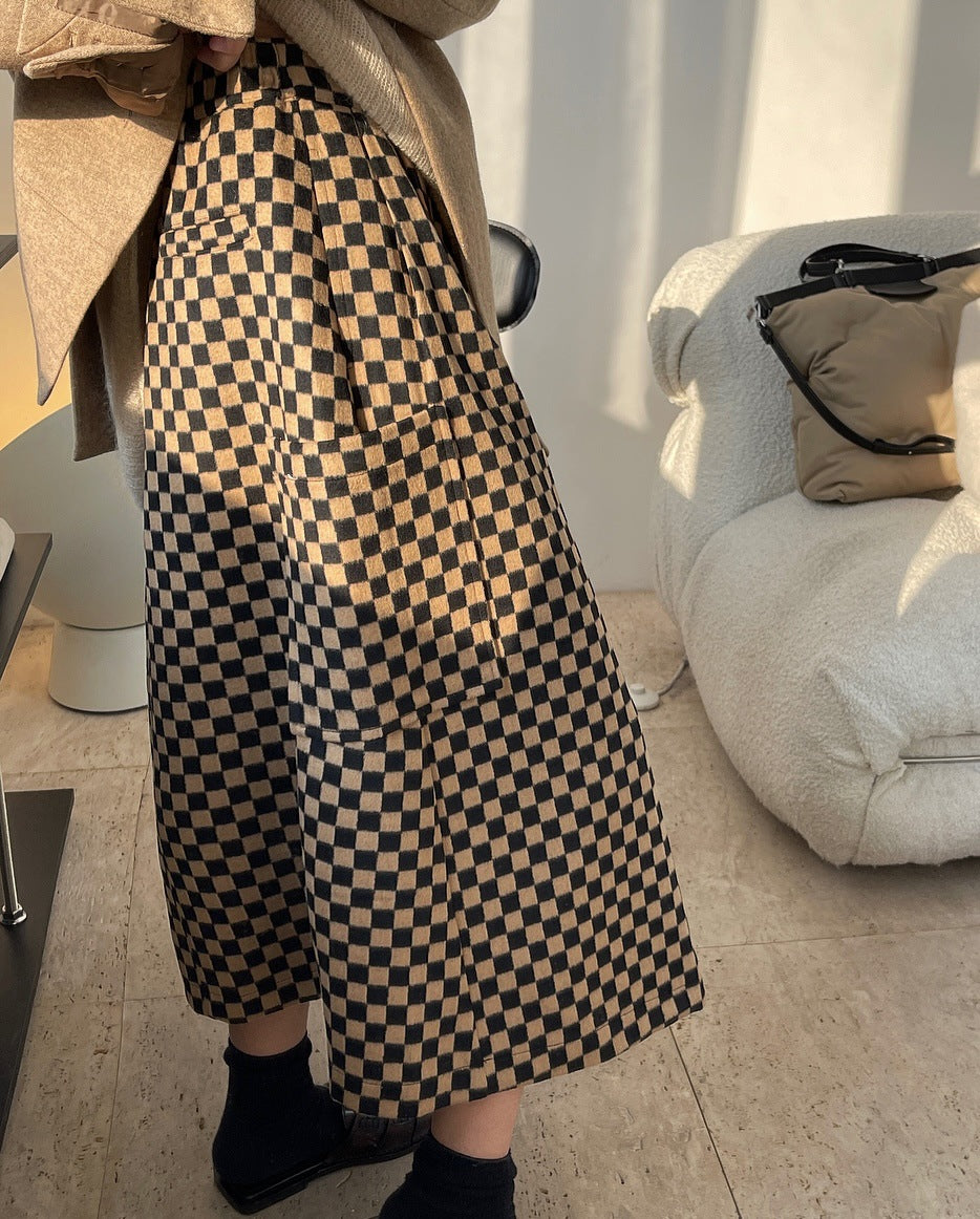 Casual Checkerboard Plaid Skirt