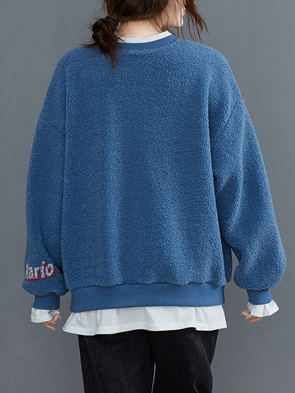 Women Printed Stitching Casual Sweatshirt