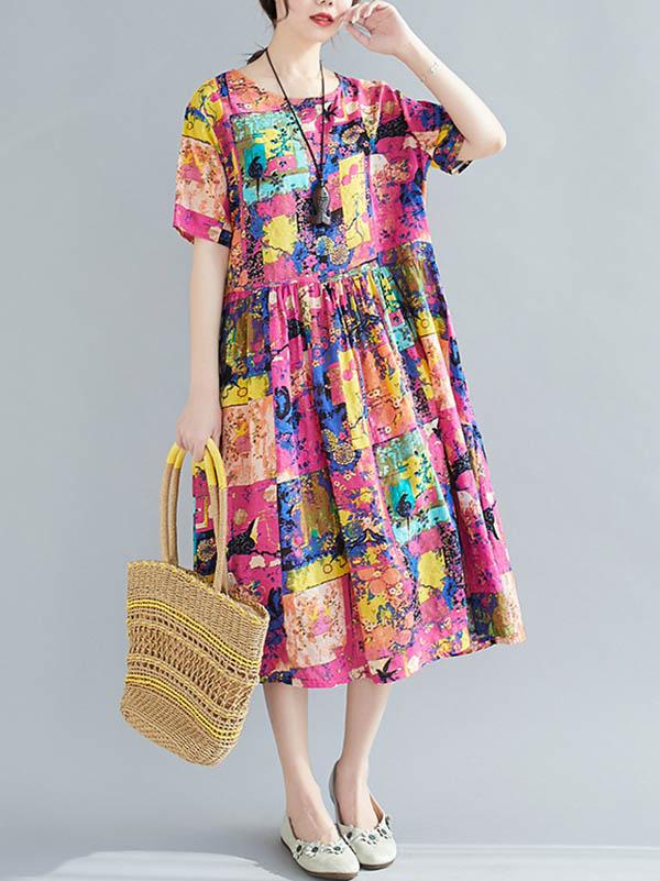 Loose Print A-Line Loose Dress