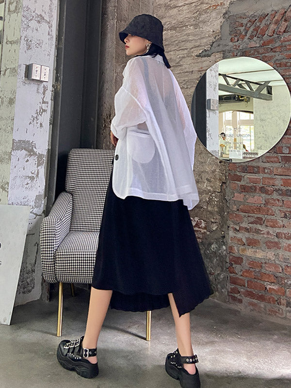 Casual Roomy Pleated Asymmetric Skirts Bottoms