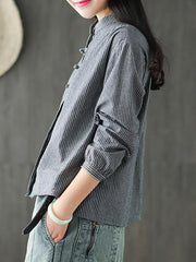 Loose Striped Botton Short shirt&Cover up