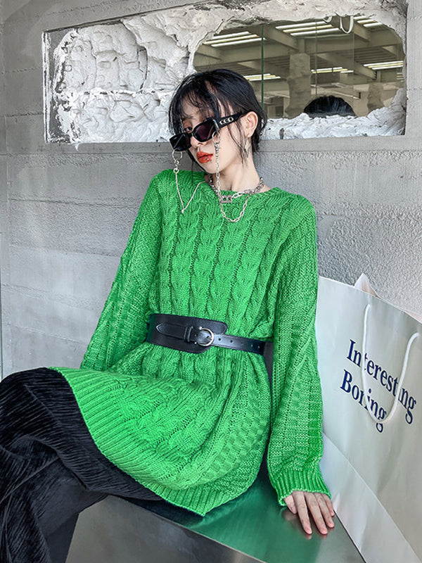 Simple Loose Solid Color Knitted Sweater