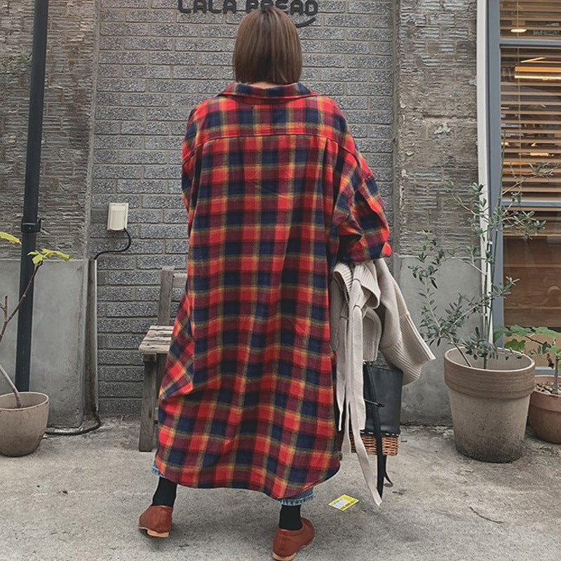 Plaid Long Sleeve Shirt Dress