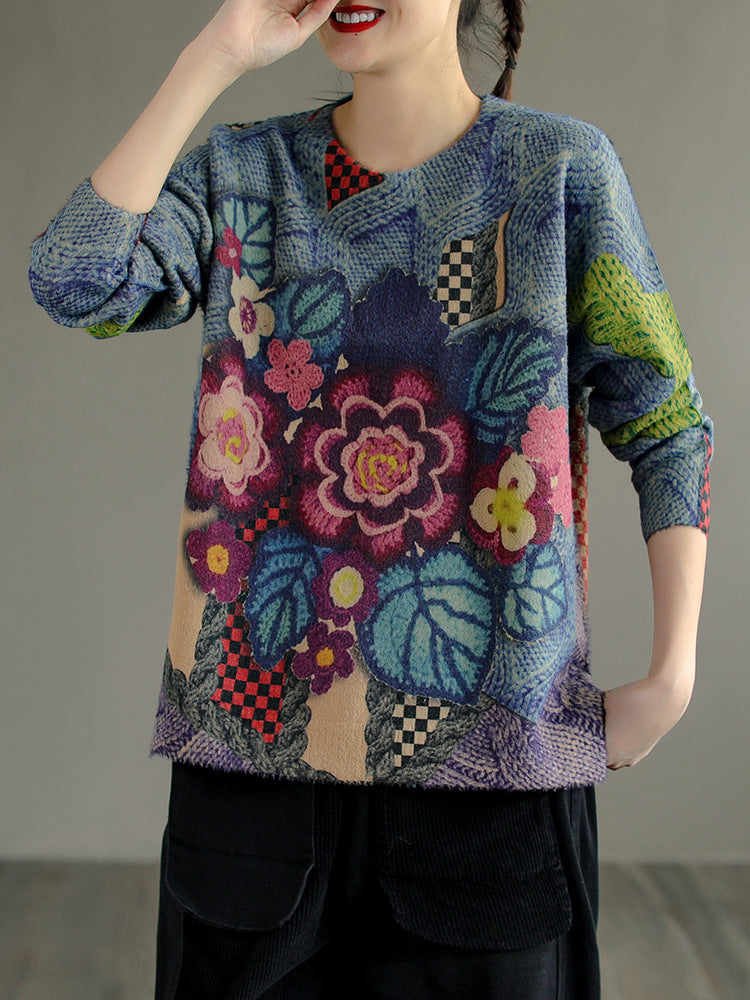 Printed Loose And Versatile Sweater