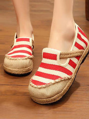 National Style Colorful Stripe Printed Cotton Shoes