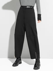 Casual Solid Zipper Harem Capri-Pants