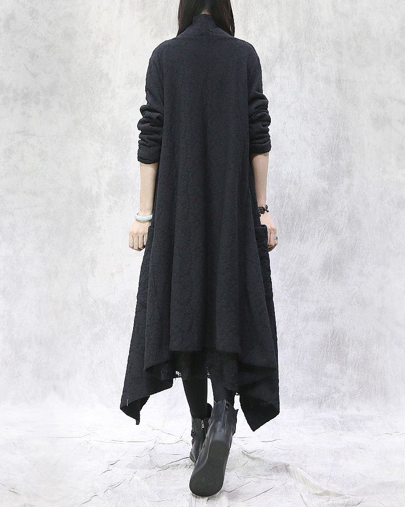 Loose Irregular Solid Color Long Cardigan