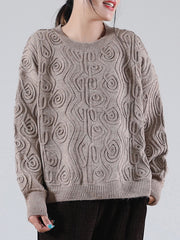 Solid Color Loose Round Neck Sweater