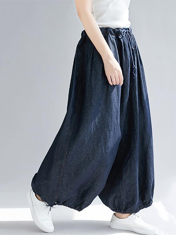 Loose Blue Bloomers Pants