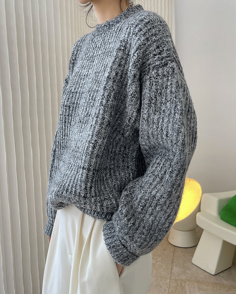 Retro Round Neck Loose Sweater