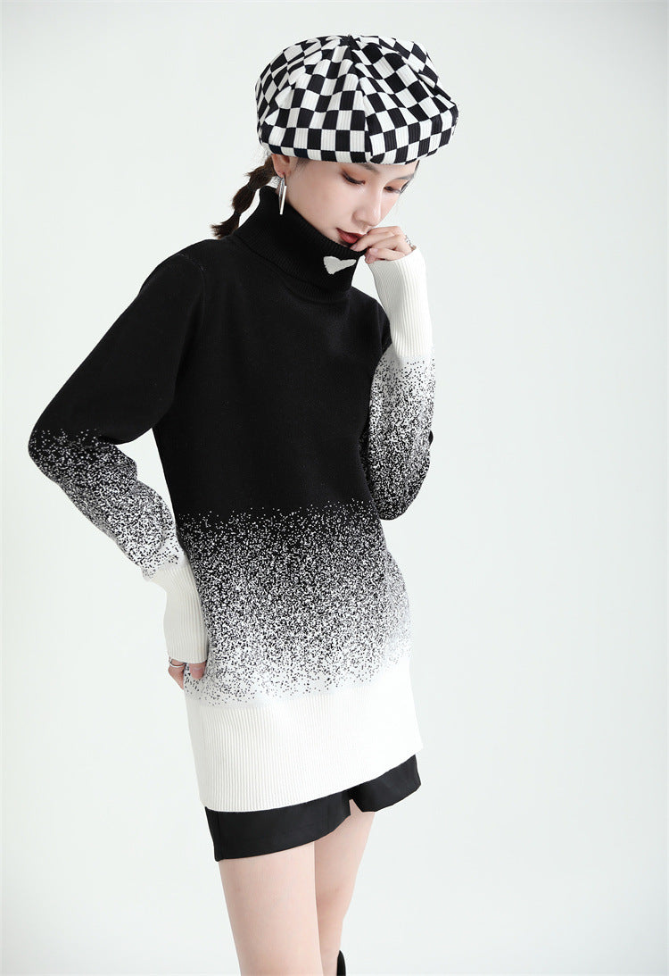 Original Design Gradient High-Neck Sweater