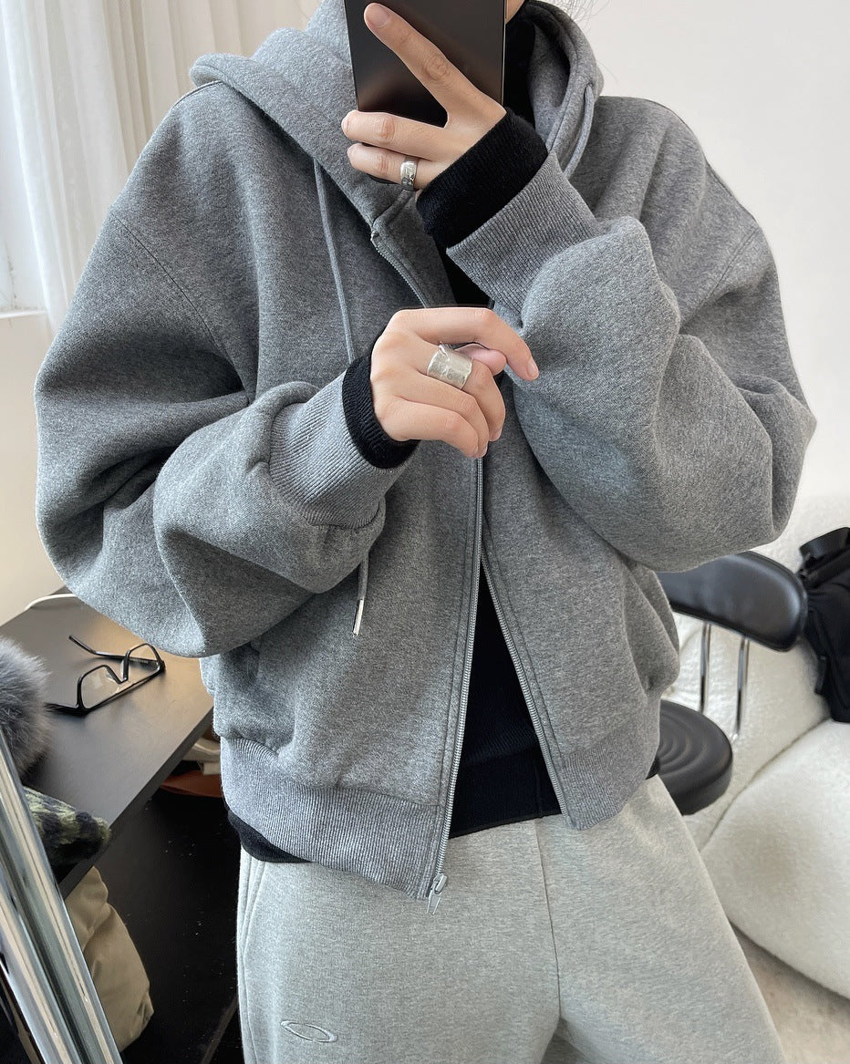 Casual Thicken Solid Color Zipper Sport Outwear