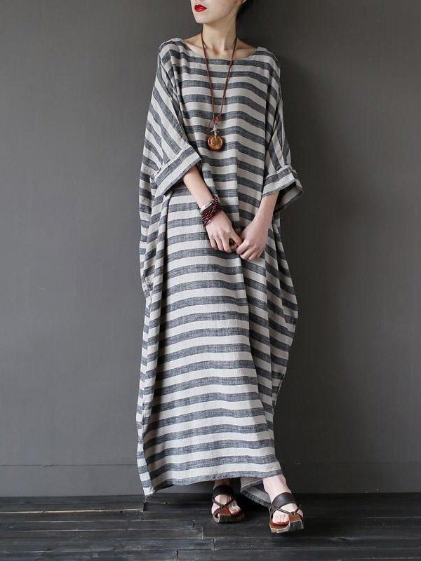 Vintage Loose Striped Dress