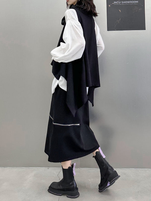 Roomy Split-Side Pure Color Zipper Skirts Bottoms