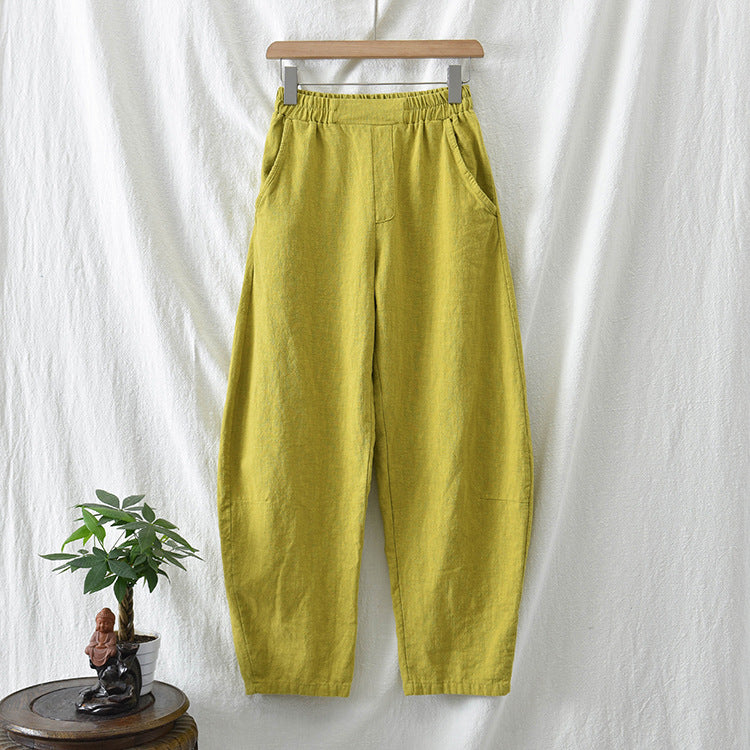 Retro Wide-Leg Pants With Elastic Waist