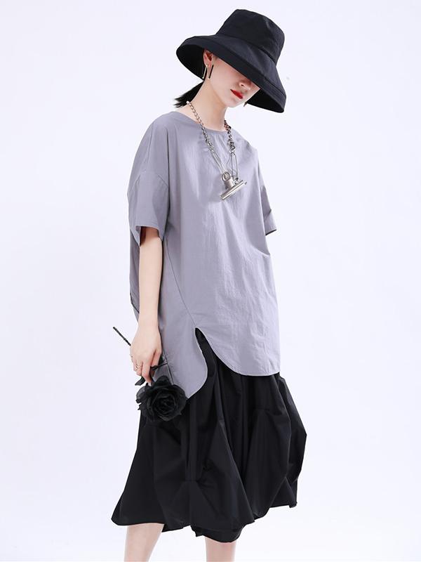 Loose Back Cropped Cotton T-Shirts