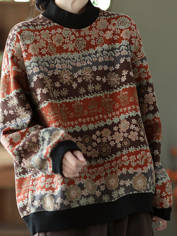 Printed Half Turtleneck Pullover Sweater