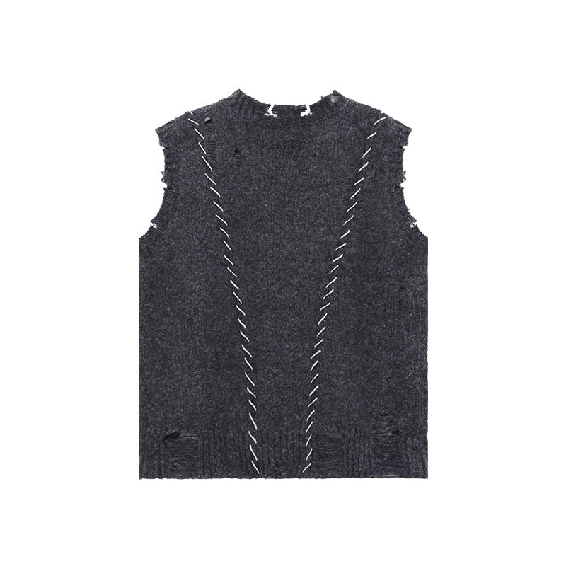 Loose Knit Sleeveless Round Neck Sweater Vest