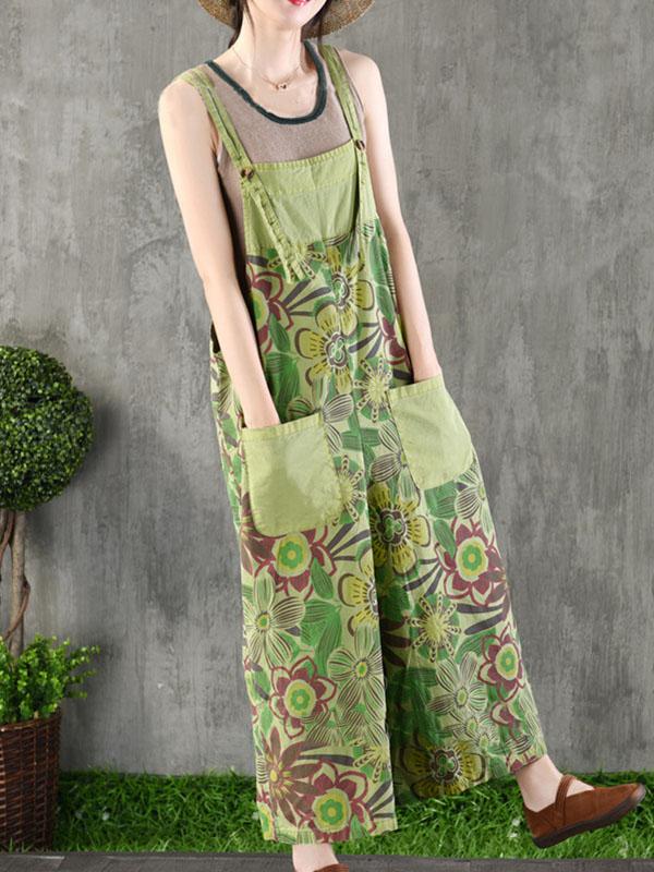 National Flower Cotton Jean Jumpsuit