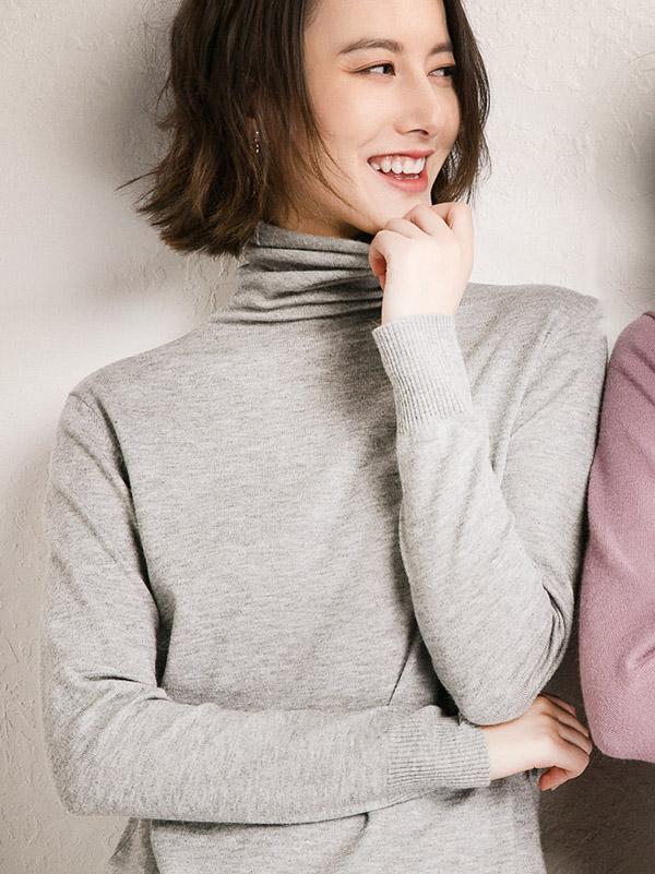 Solid Color High Collar Knitting Sweater