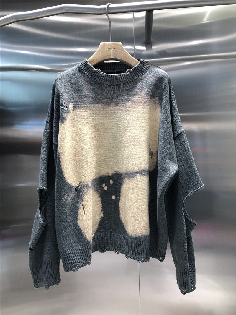 Loose Tie Dye Round Neck Sweater Top