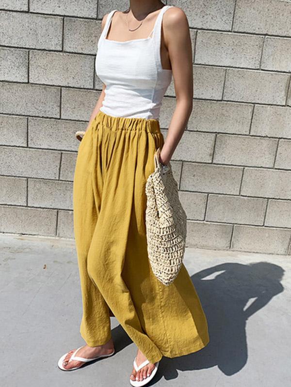 Loose Wide-leg Linen Pants