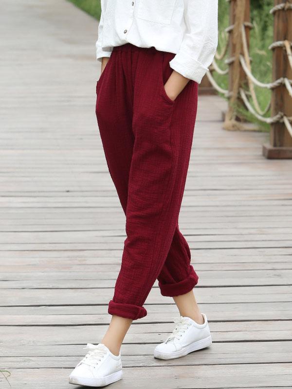 5 Colors Loose Ramie Cotton Casual Pants