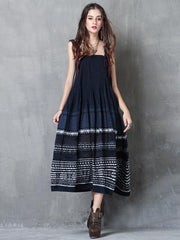 Embroidered National Ruffled Midi Dresses