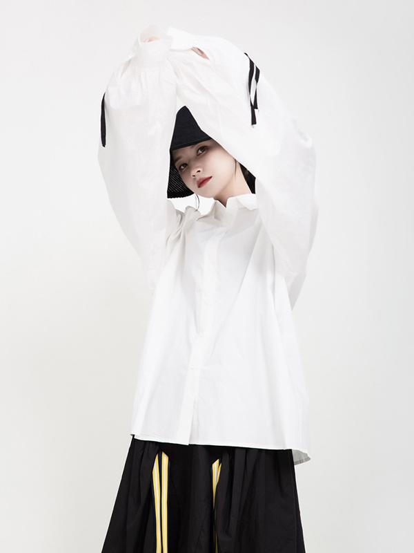 Minority Lantern Sleeves Drawstring Shirt