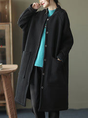 Women Retro Stand Collar Casual Coat