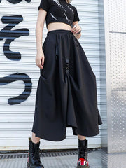 Black Loose Empire A-Line Skirt